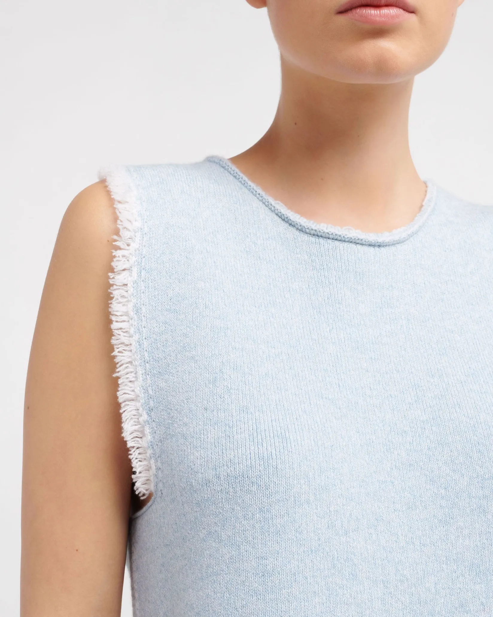 Women Barrie Denim fringed cashmere and cotton top