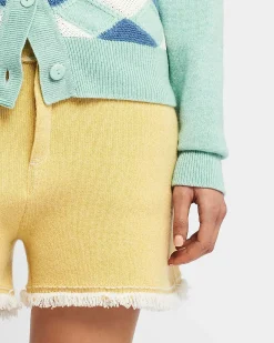 Women Barrie Denim fringed cashmere and cotton shorts