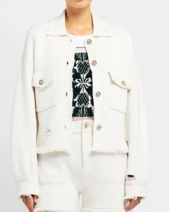 Women Barrie Denim fringed cashmere and cotton shorts