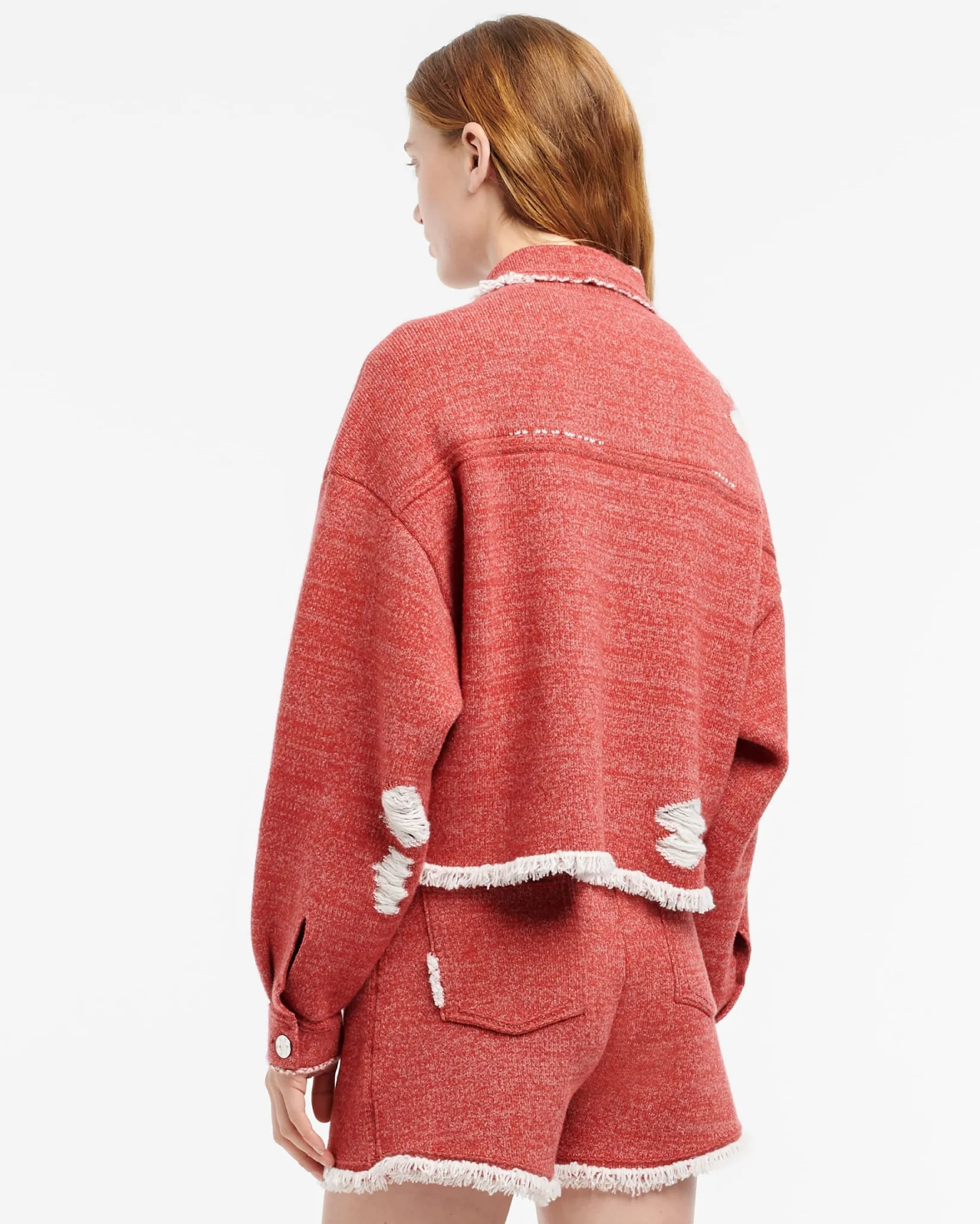Women Barrie Denim fringed cashmere and cotton shorts