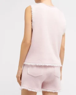Women Barrie Denim fringed cashmere and cotton shorts