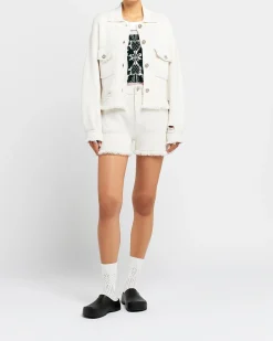 Women Barrie Denim fringed cashmere and cotton shorts