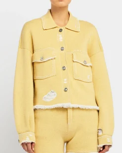 Women Barrie Denim fringed cashmere and cotton shorts