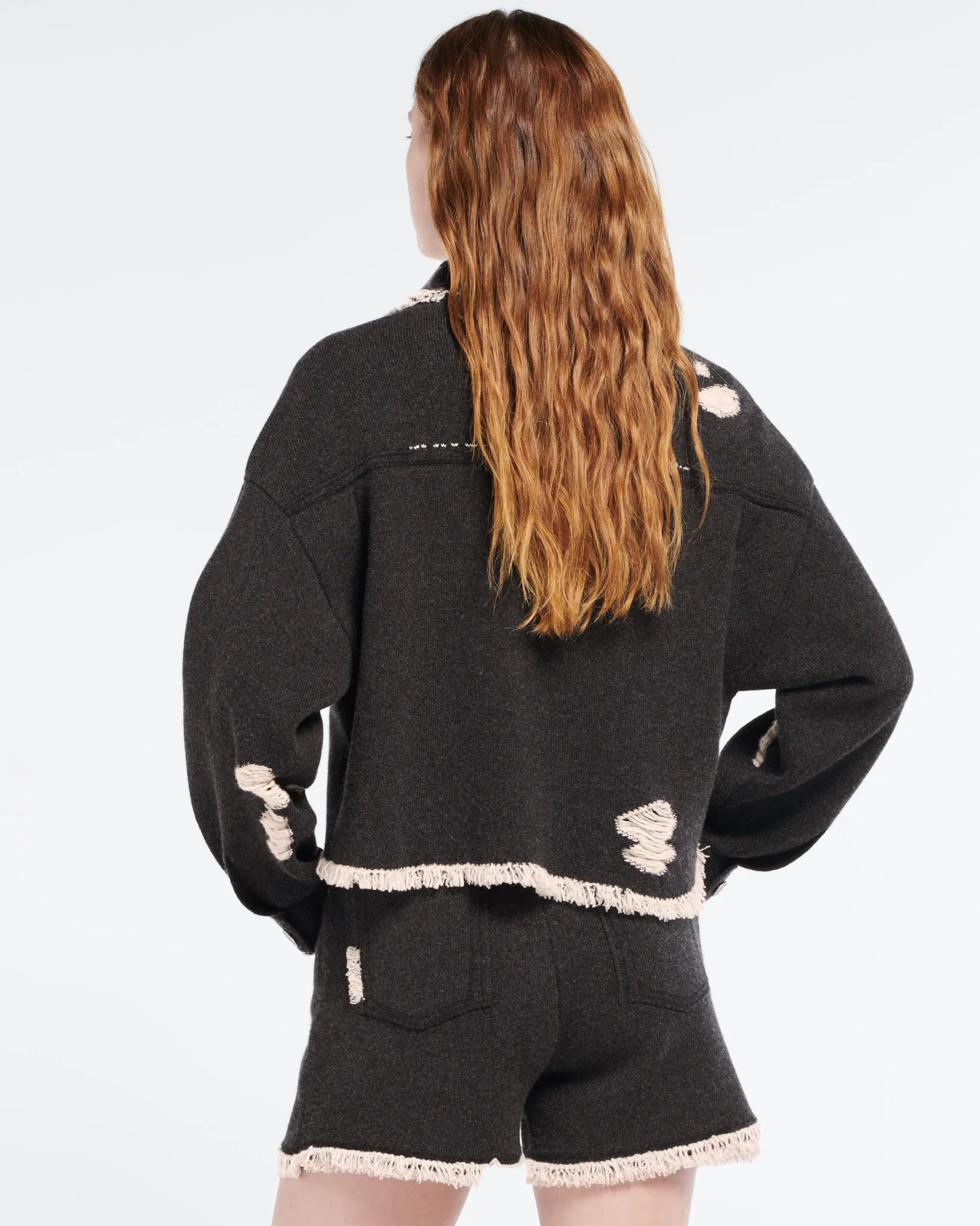 Women Barrie Denim fringed cashmere and cotton shorts