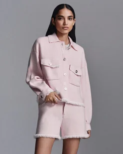 Women Barrie Denim fringed cashmere and cotton jacket
