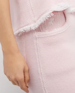 Women Barrie Denim fringed cashmere and cotton top