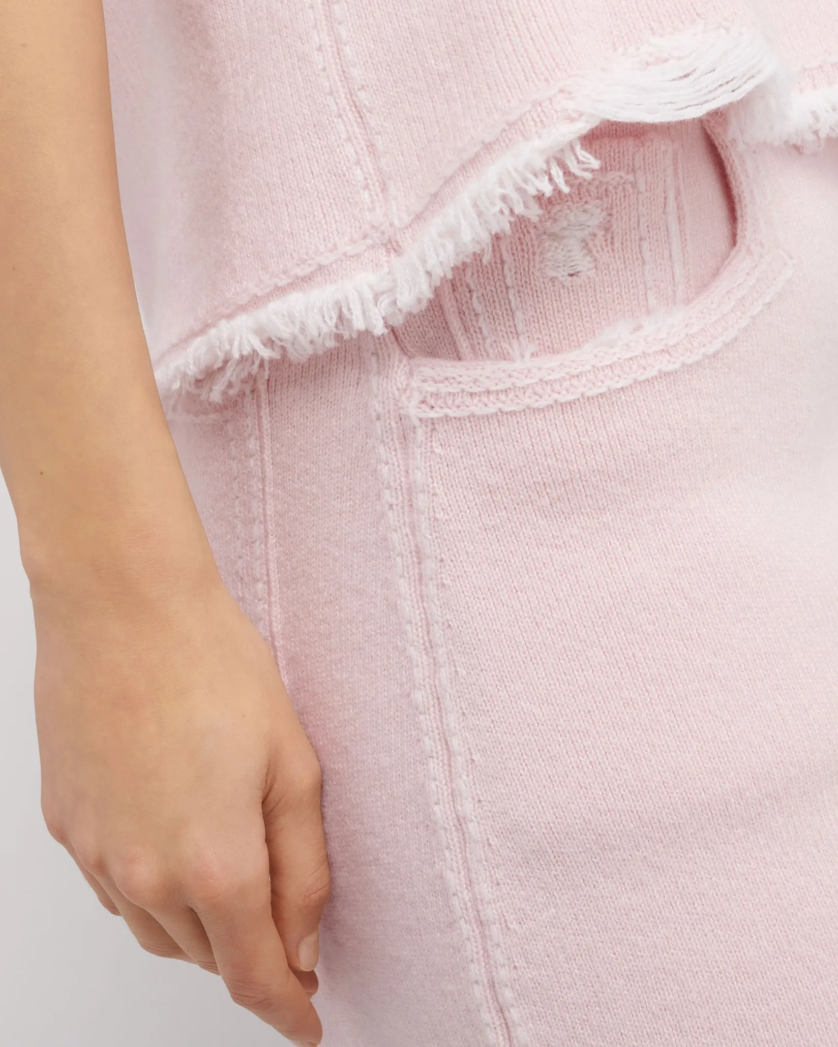 Women Barrie Denim fringed cashmere and cotton top