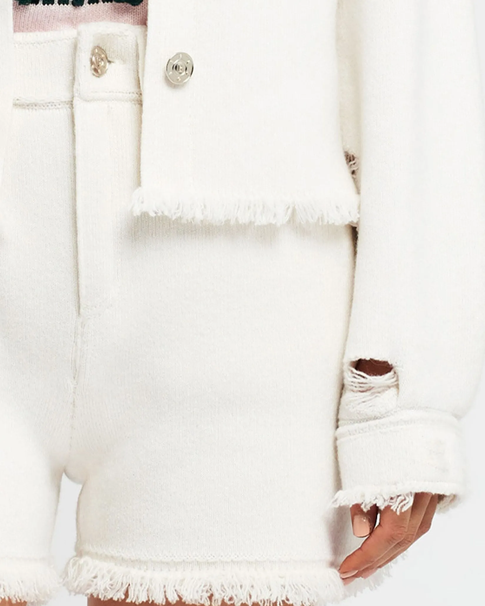 Women Barrie Denim fringed cashmere and cotton jacket