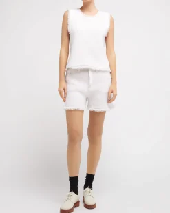Women Barrie Denim fringed cashmere and cotton top