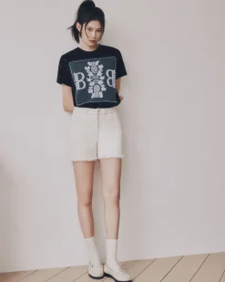 Women Barrie Denim fringed cashmere and cotton shorts