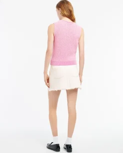 Women Barrie Denim fringed cashmere and cotton miniskirt