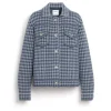 Women Barrie Denim jacket in cashmere and cotton with gingham pattern