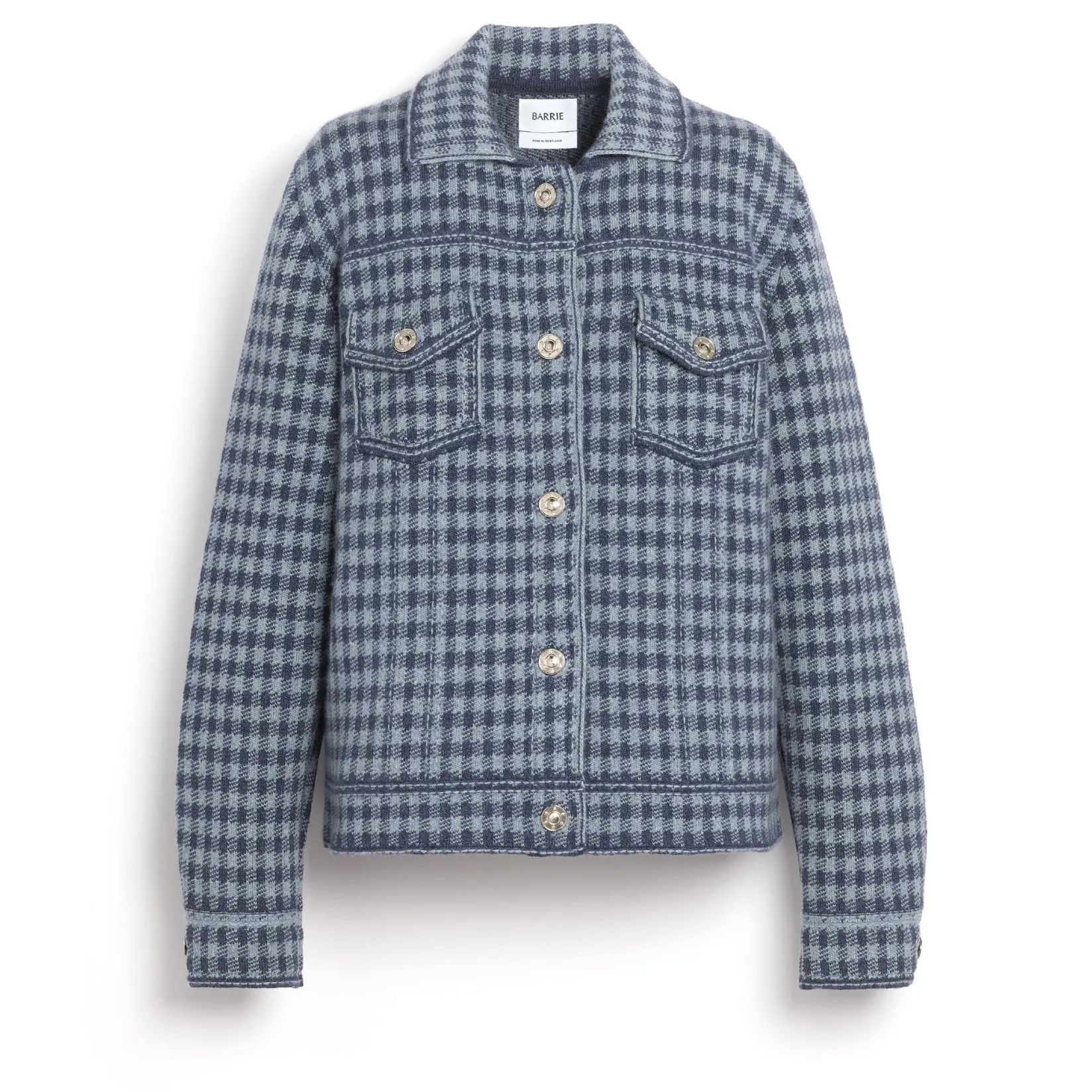 Women Barrie Denim jacket in cashmere and cotton with gingham pattern