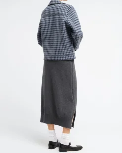 Women Barrie Denim jacket in cashmere and cotton with gingham pattern