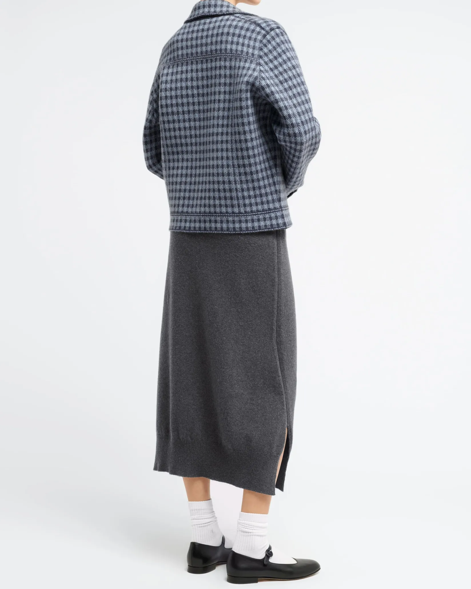 Women Barrie Denim jacket in cashmere and cotton with gingham pattern