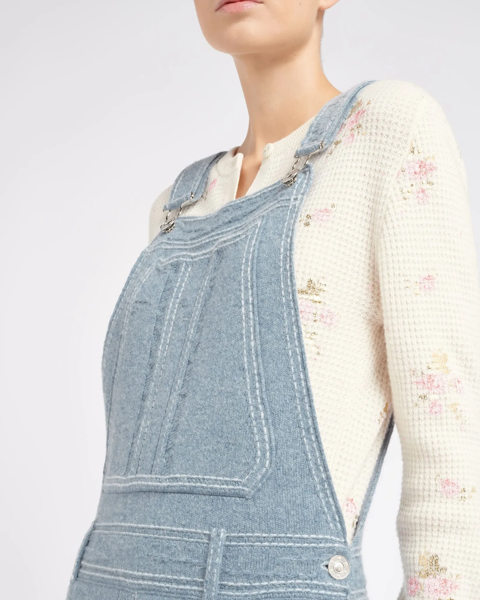 Women Barrie Denim overalls in cashmere and cotton