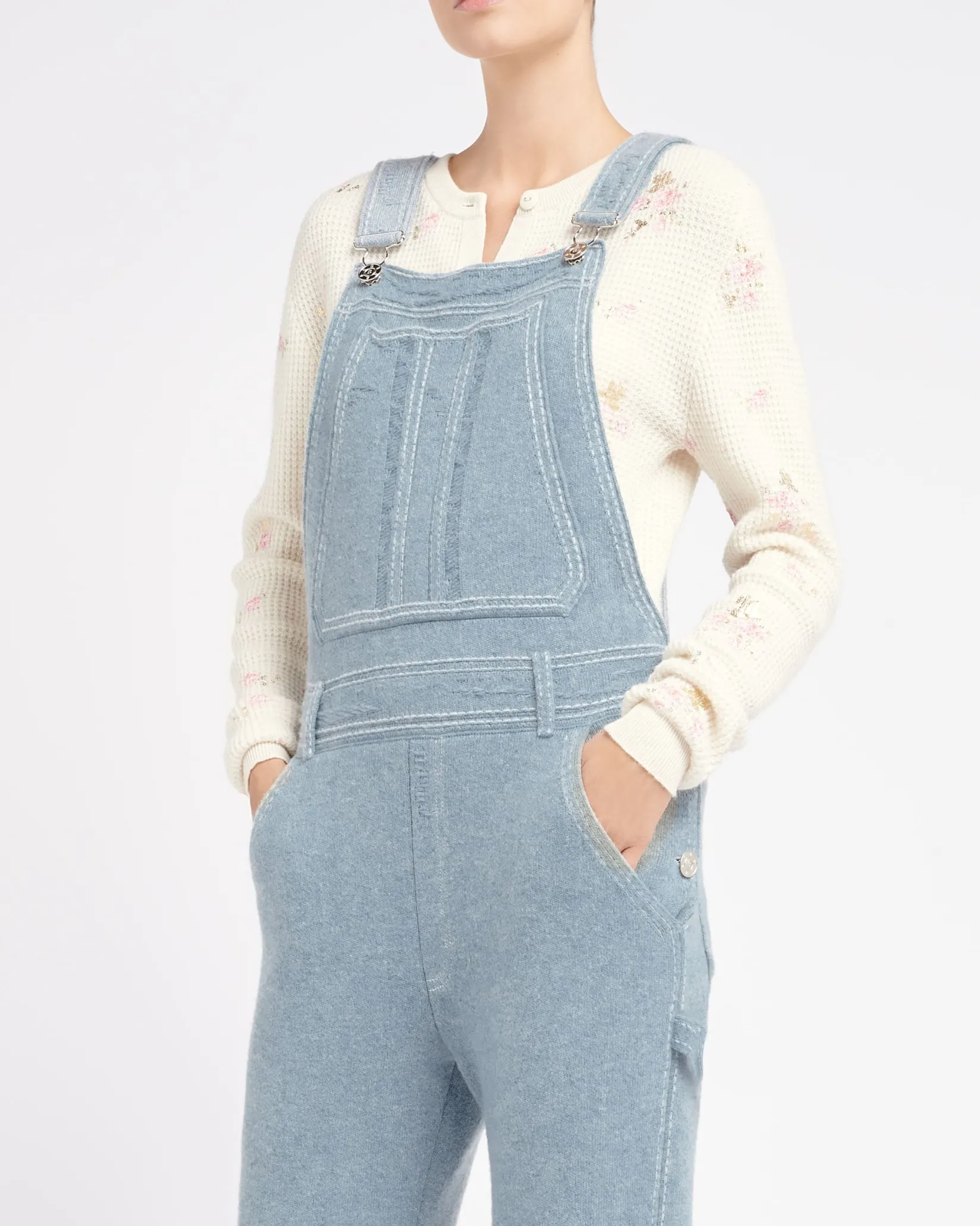 Women Barrie Denim overalls in cashmere and cotton