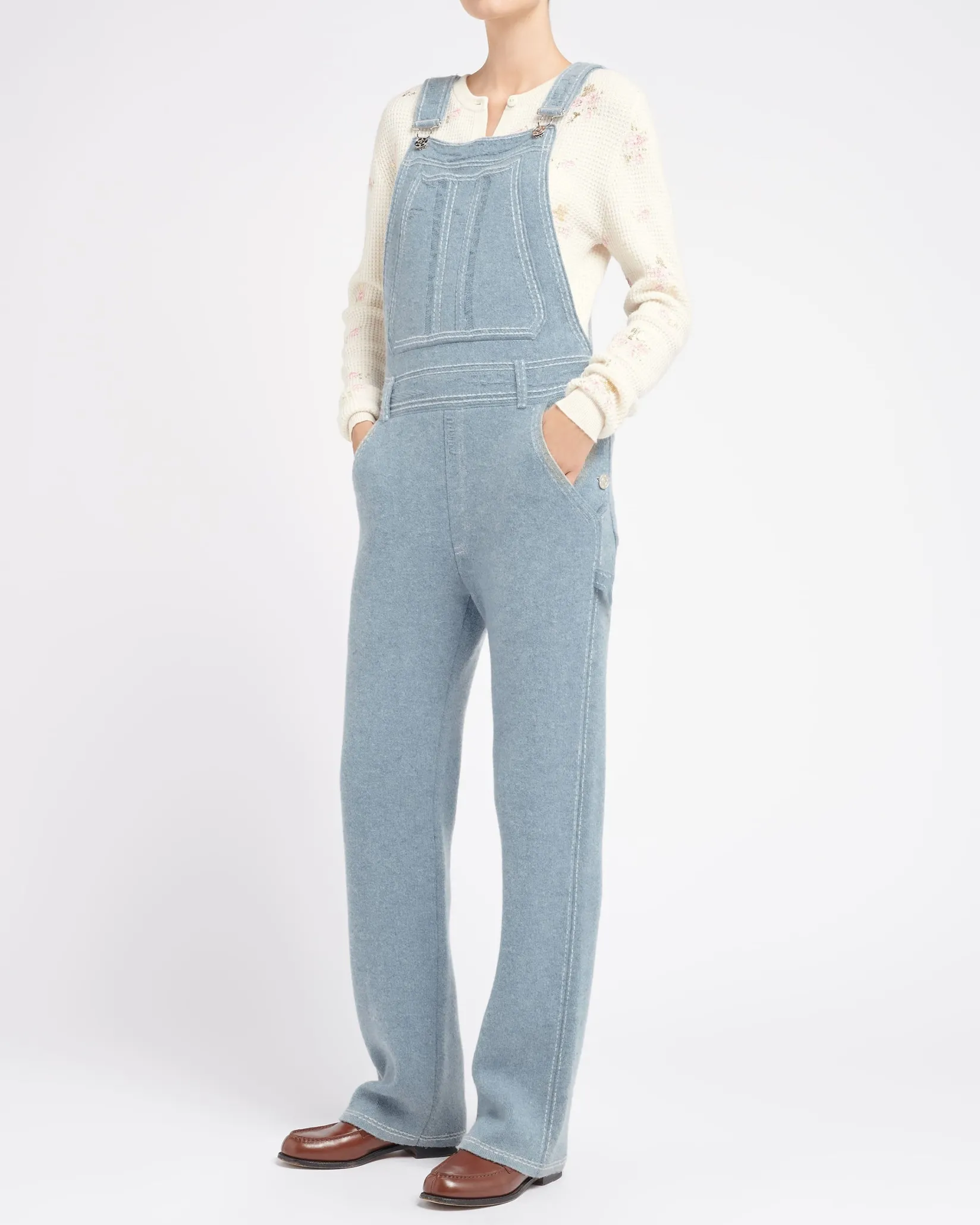 Women Barrie Denim overalls in cashmere and cotton