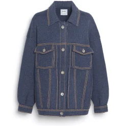 Women Barrie Denim oversized cashmere and cotton jacket