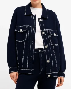 Women Barrie Denim oversized cashmere and cotton jacket