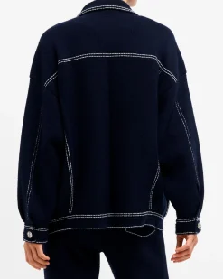 Women Barrie Denim oversized cashmere and cotton jacket