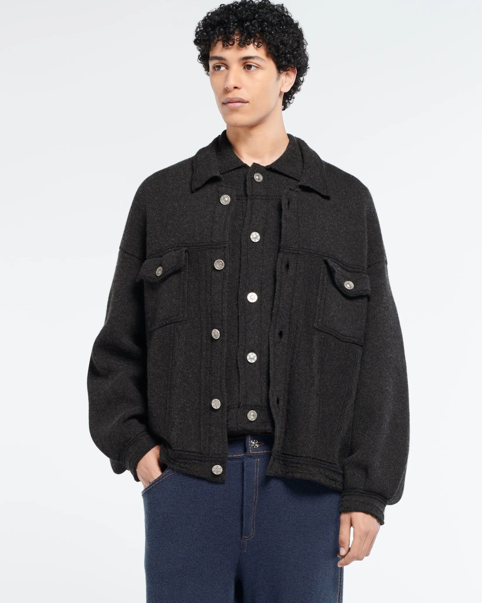 Barrie Denim oversized cashmere and cotton jacket