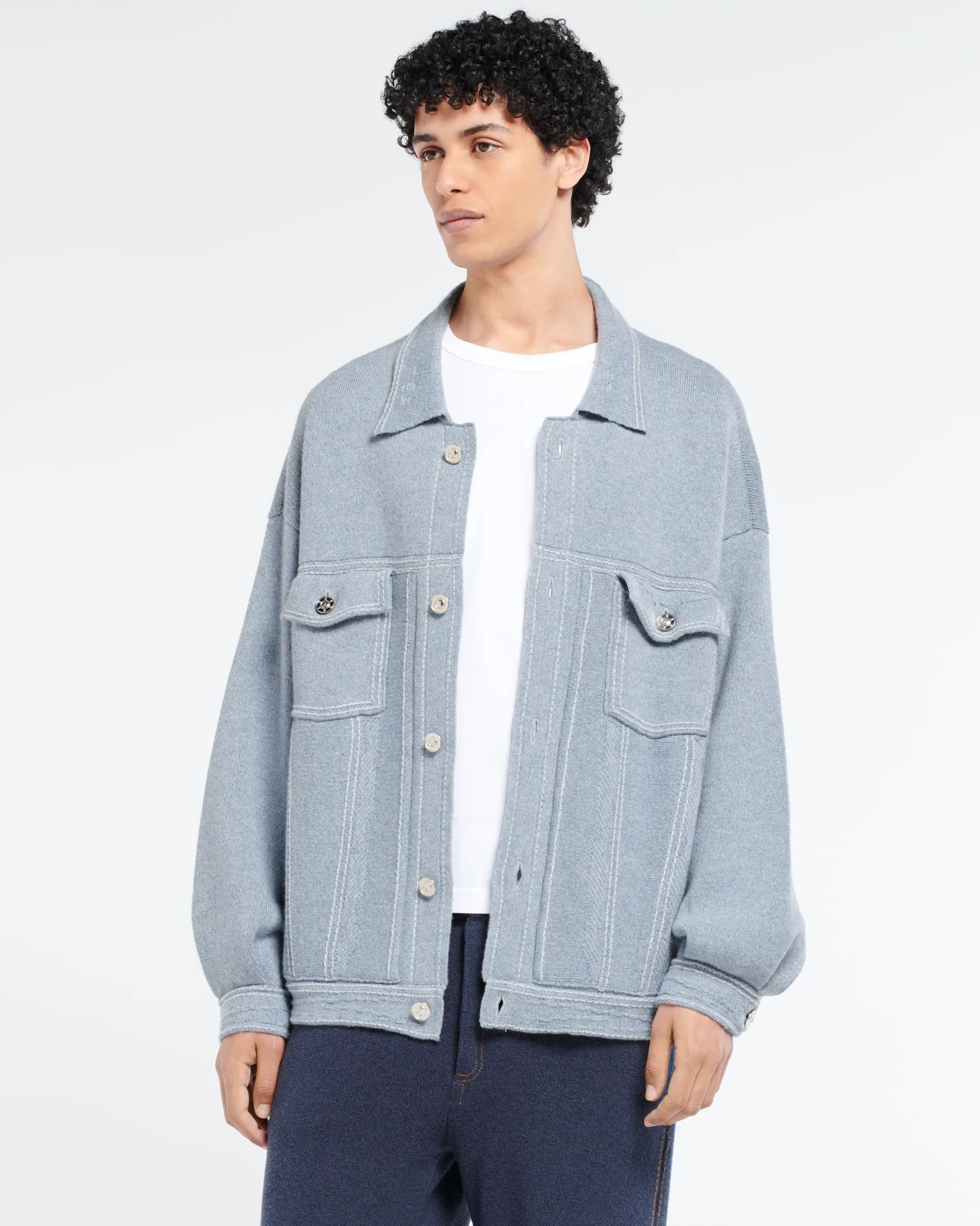Barrie Denim oversized cashmere and cotton jacket