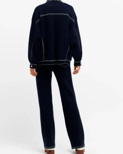 Women Barrie Denim oversized cashmere and cotton jacket