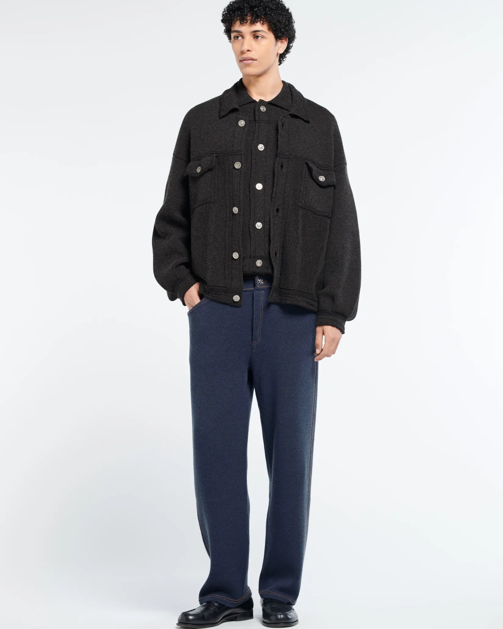 Barrie Denim oversized cashmere and cotton jacket