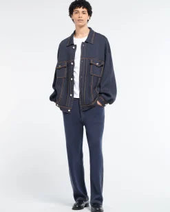 Barrie Denim oversized cashmere and cotton jacket