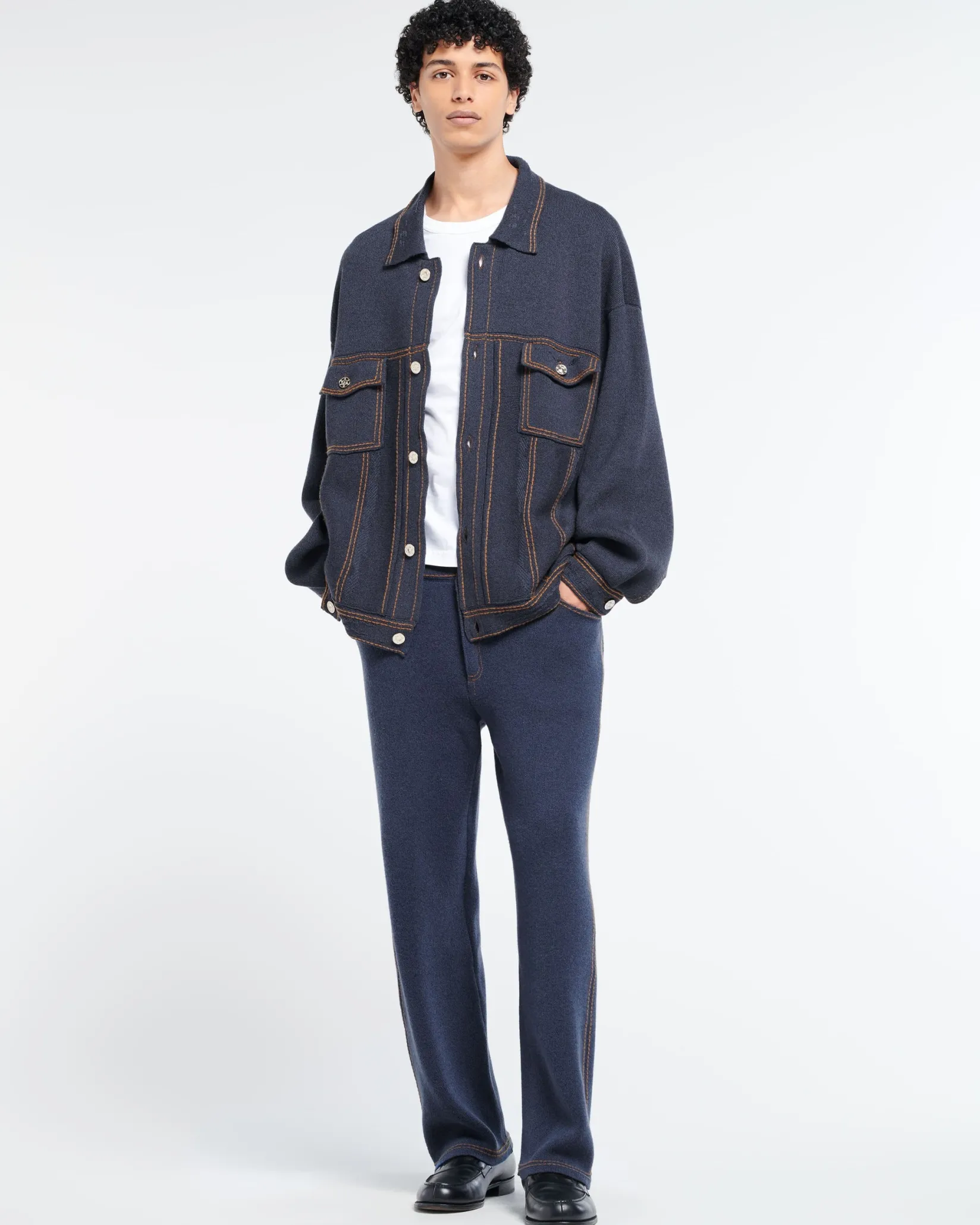 Barrie Denim oversized cashmere and cotton jacket