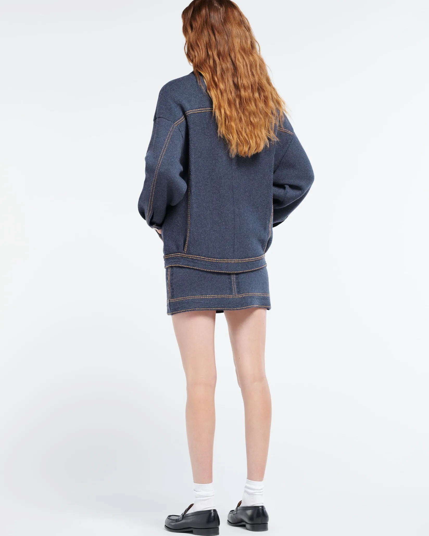 Women Barrie Denim oversized cashmere and cotton jacket