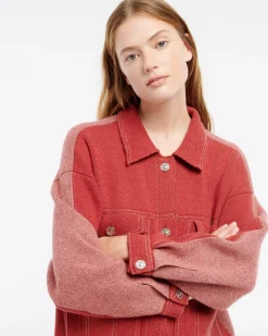 Women Barrie Denim patchwork oversized cashmere and cotton jacket