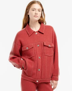 Women Barrie Denim patchwork oversized cashmere and cotton jacket