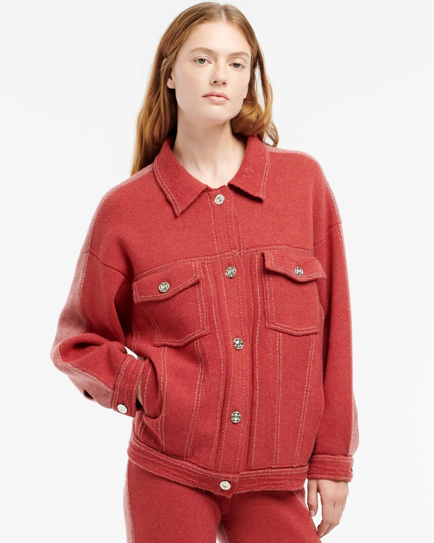 Women Barrie Denim patchwork oversized cashmere and cotton jacket