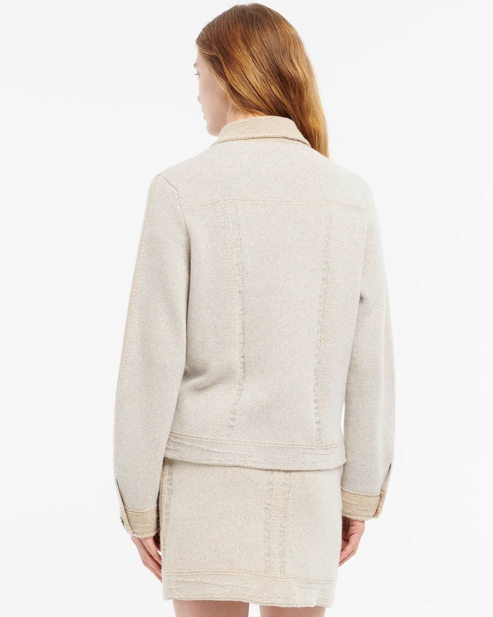 Women Barrie Denim patchwork regular cashmere and cotton jacket