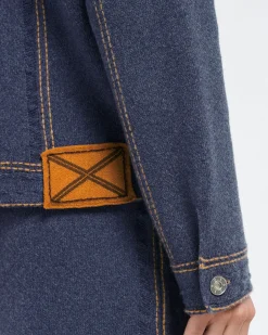 Women Barrie Denim regular cashmere and cotton jacket