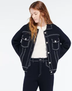 Women Barrie Denim regular cashmere and cotton jacket