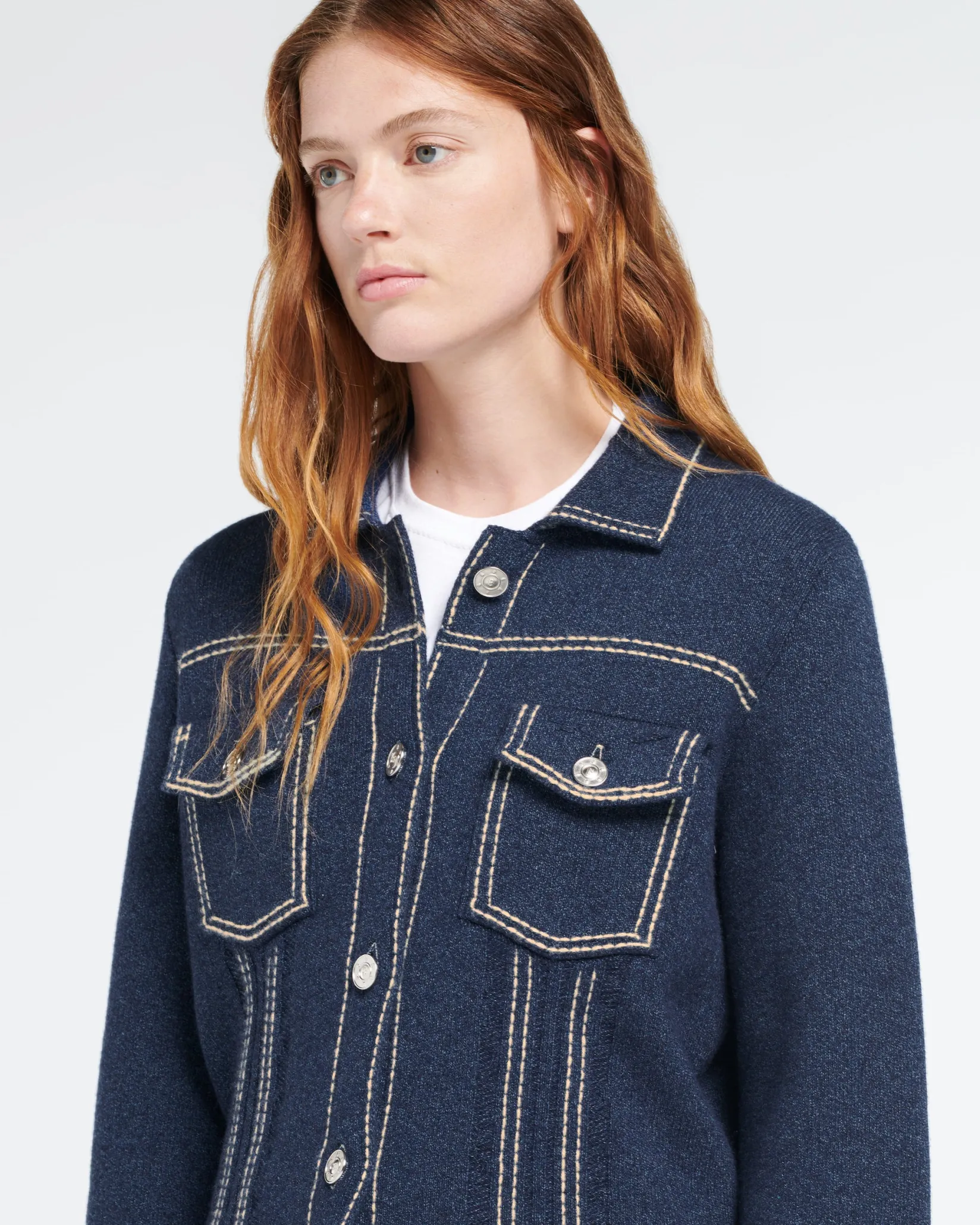 Women Barrie Denim regular cashmere and cotton jacket
