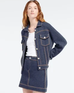 Women Barrie Denim regular cashmere and cotton jacket