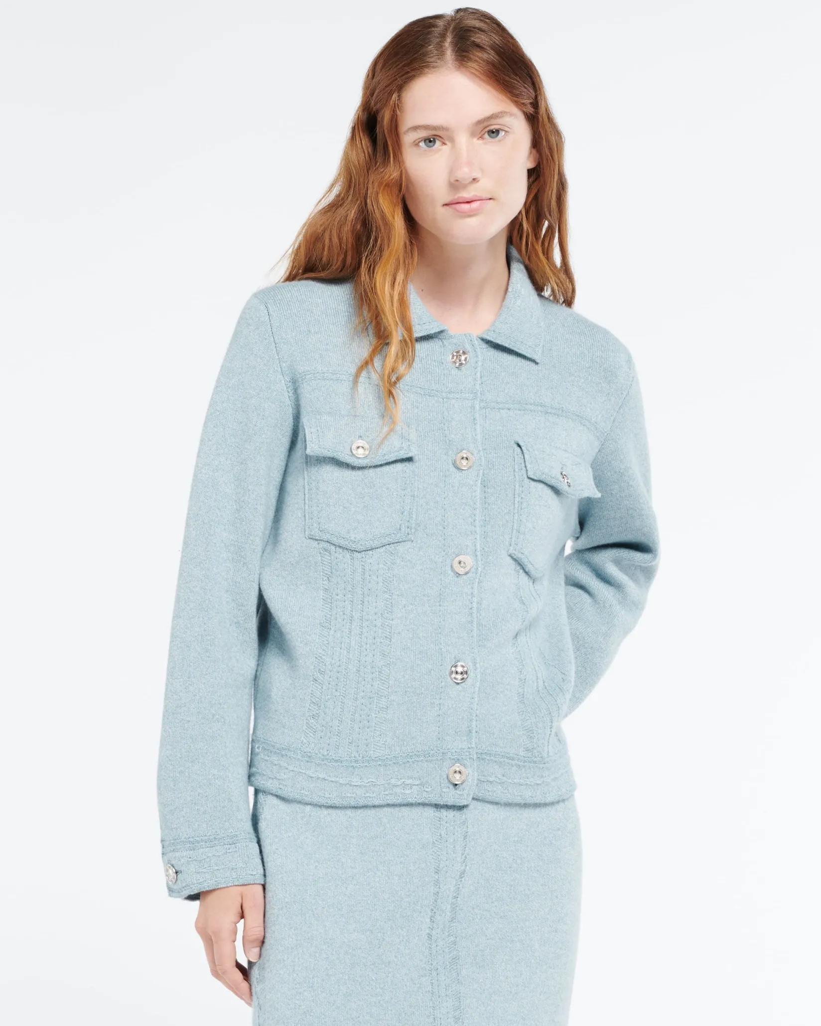Women Barrie Denim regular cashmere and cotton jacket