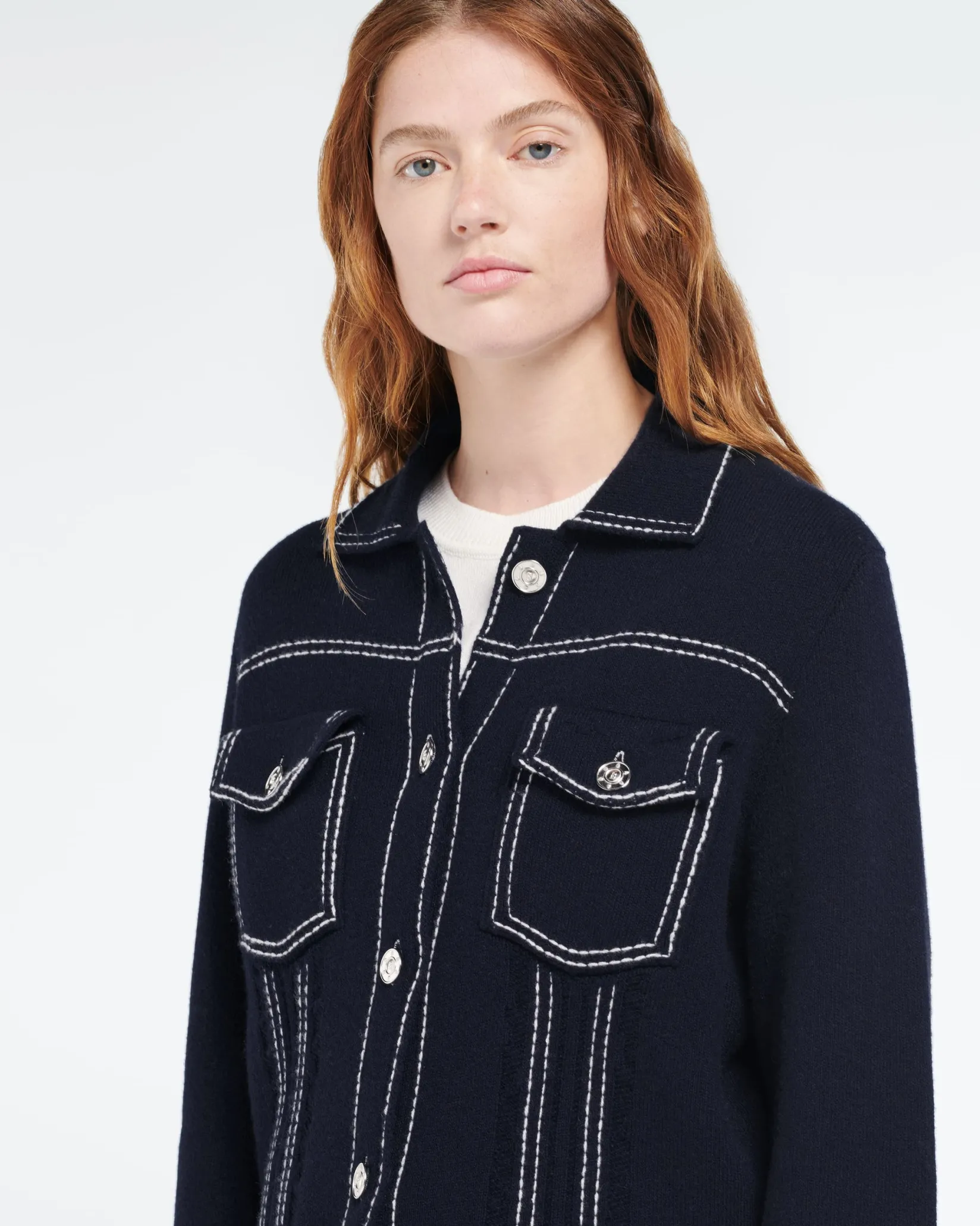 Women Barrie Denim regular cashmere and cotton jacket