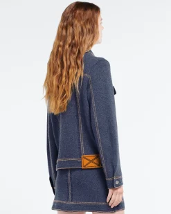 Women Barrie Denim regular cashmere and cotton jacket