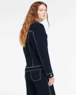 Women Barrie Denim regular cashmere and cotton jacket