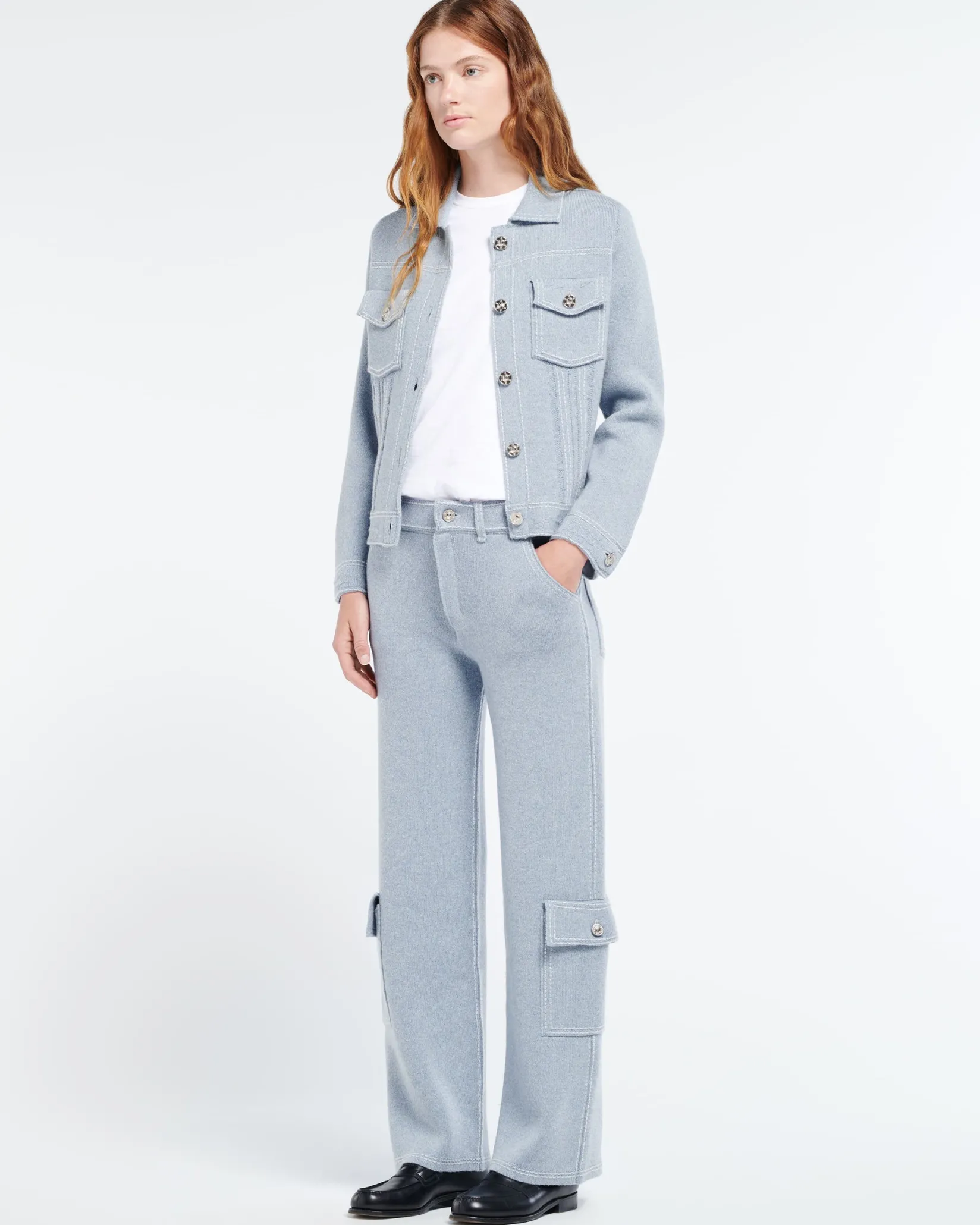 Women Barrie Denim regular cashmere and cotton jacket