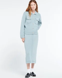 Women Barrie Denim regular cashmere and cotton jacket