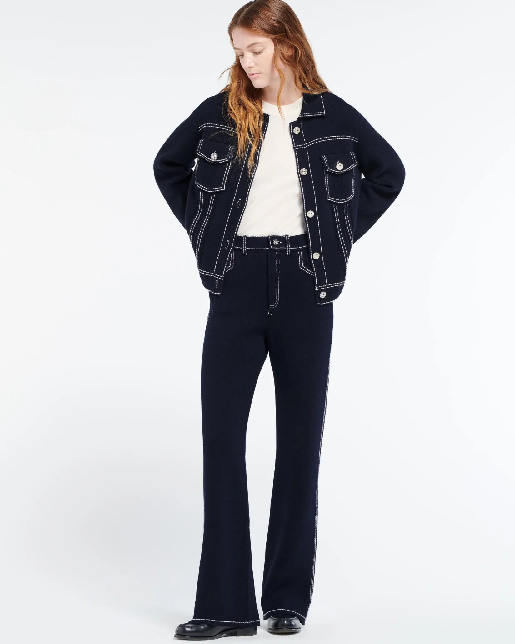 Women Barrie Denim regular cashmere and cotton jacket