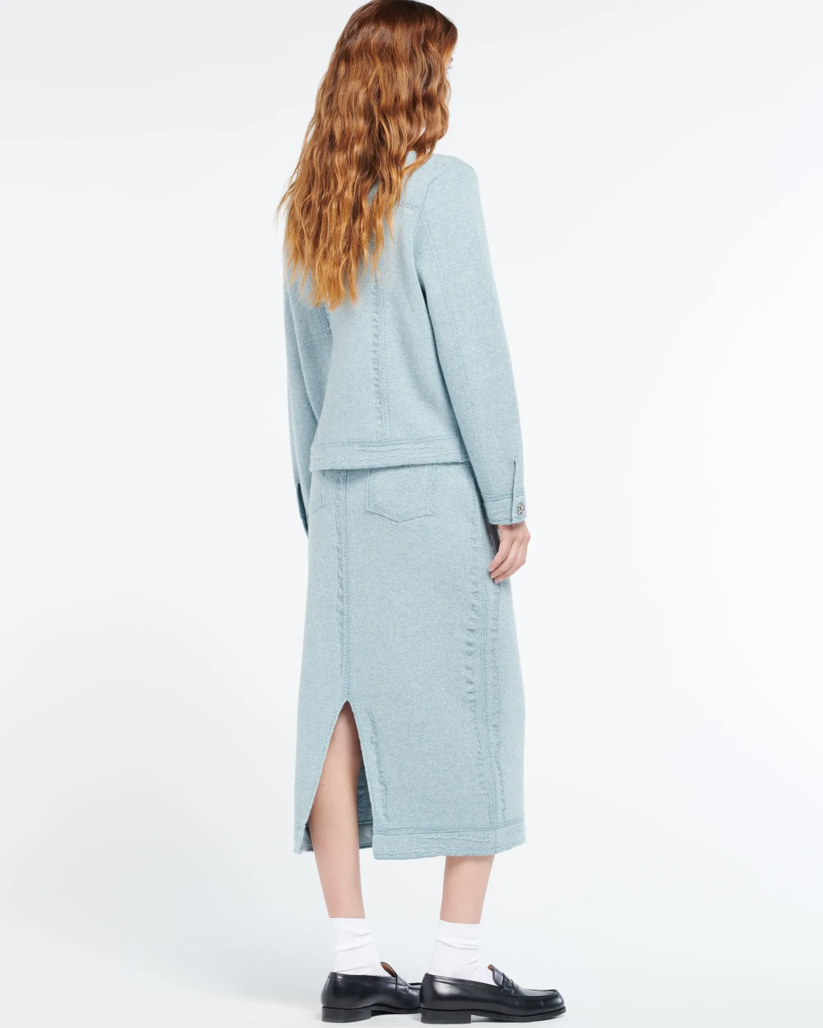 Women Barrie Denim regular cashmere and cotton jacket