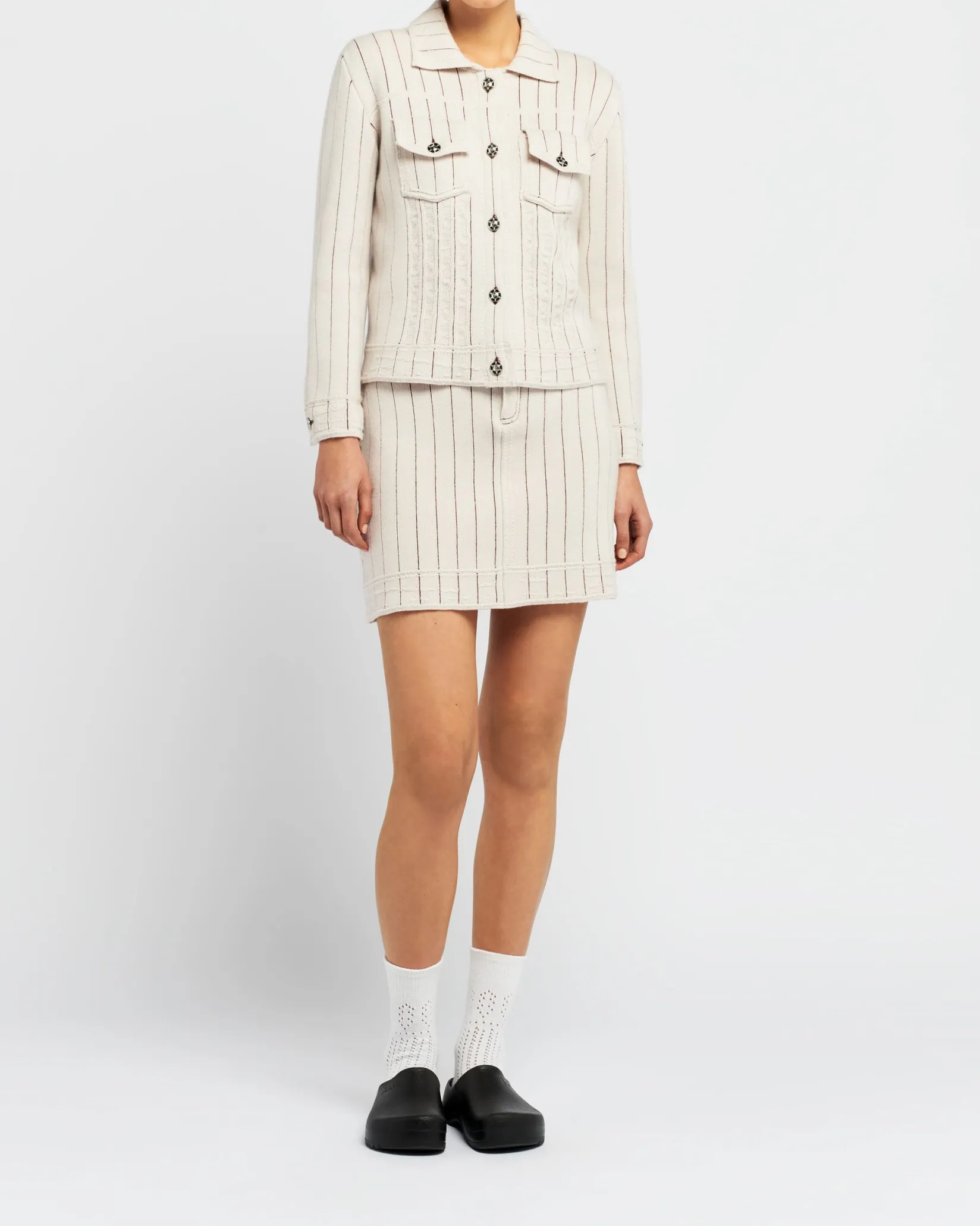 Women Barrie Denim Uniform cashmere and cotton skirt