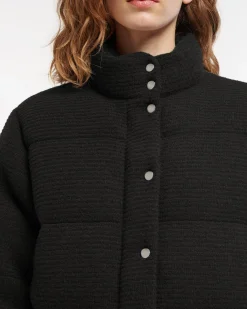 Women Barrie Down jacket in cashmere, wool and silk with thin stripes